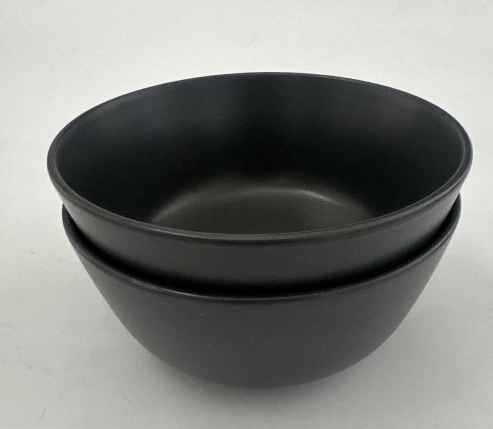 Set of 2 Ikea Dinera Soup Cereal BOWLS Black Matte 12011 Stoneware 5.75”